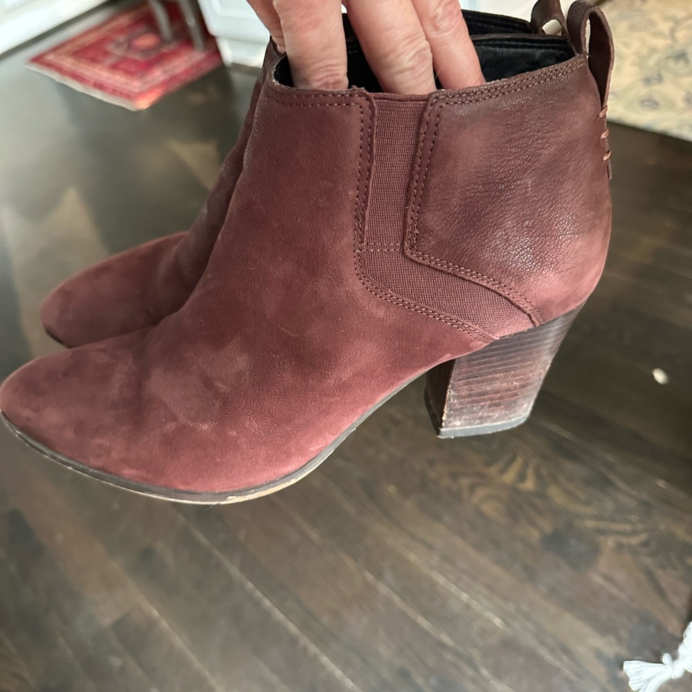 Franco Sarto Suede Ankle Boots - Burgundy